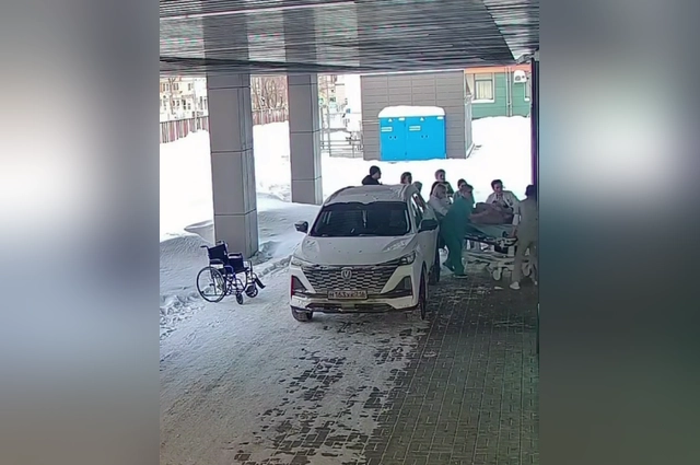 Супружескую пару встретили у дверей роддома группа врачей.