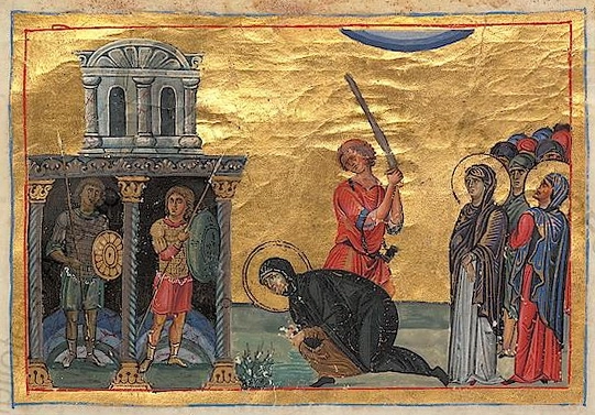 Ираида. Константинополь. 985 г. Миниатюра Минология Василия II. Ватиканская библиотека. Рим.