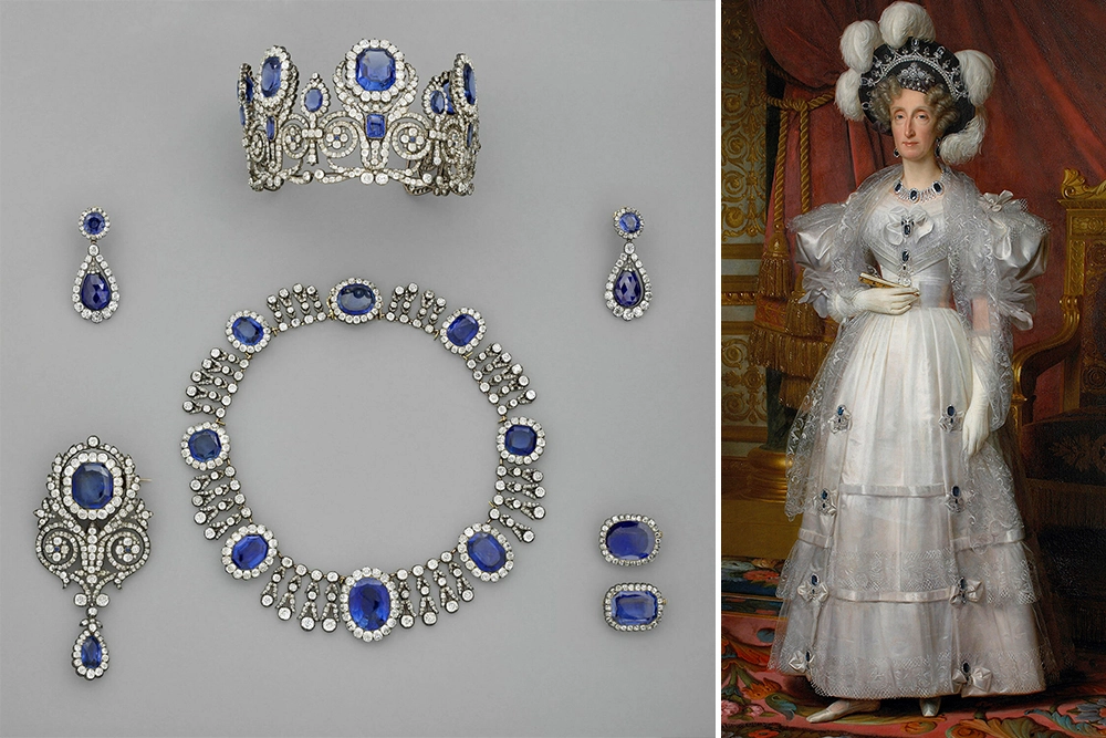 Сапфировая парюра и портрет королевы Марии‑Амалии кисти Луи Эрсана.