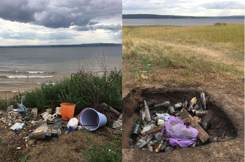 Так белоярцы пристраивают свои отходы на волжском берегу.