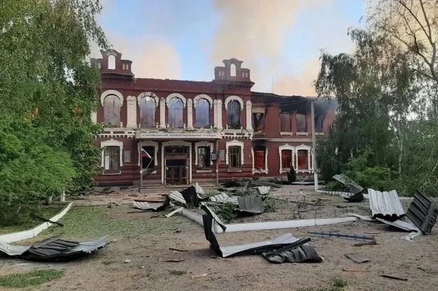 Старобольский колледж после атаки БПЛА.