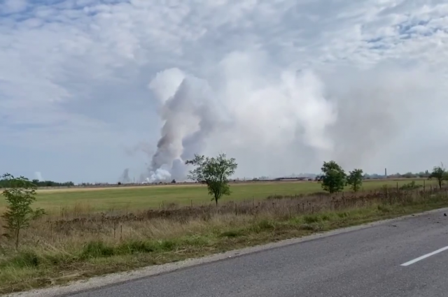 Пожар на складе боеприпасов в Крыму. 