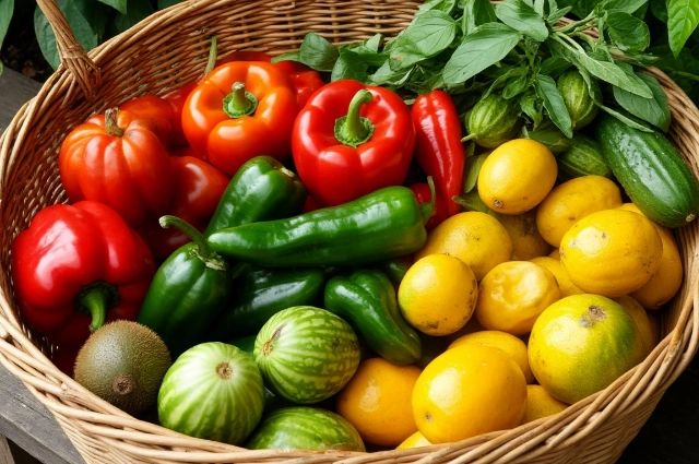 овощи в корзине 