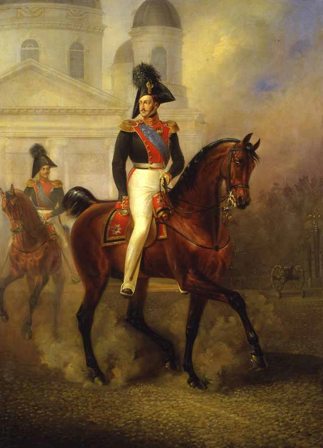 Николай I с цесаревичем Александром Николаевичем, 1840-е гг. (1843)Швабе А.П. Холст, масло