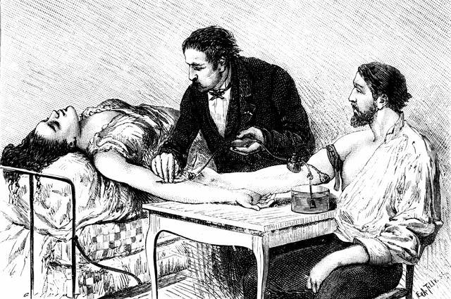 Переливание крови в 1882 году.