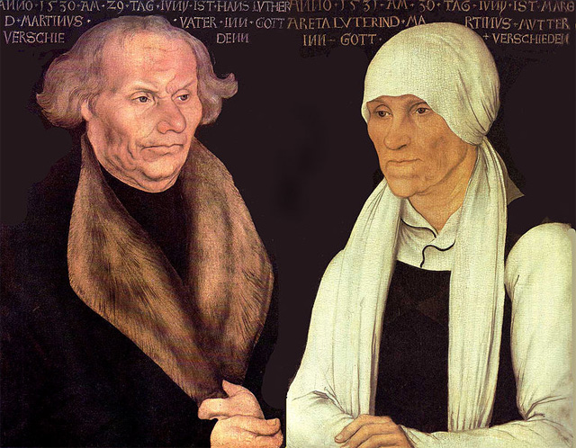 Родители Мартина Лютера Ганс и Маргарита Лютер (худ. Лукас Кранах Старший).