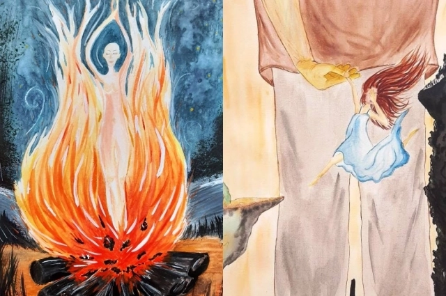 Мария представила свои работы на выставке.