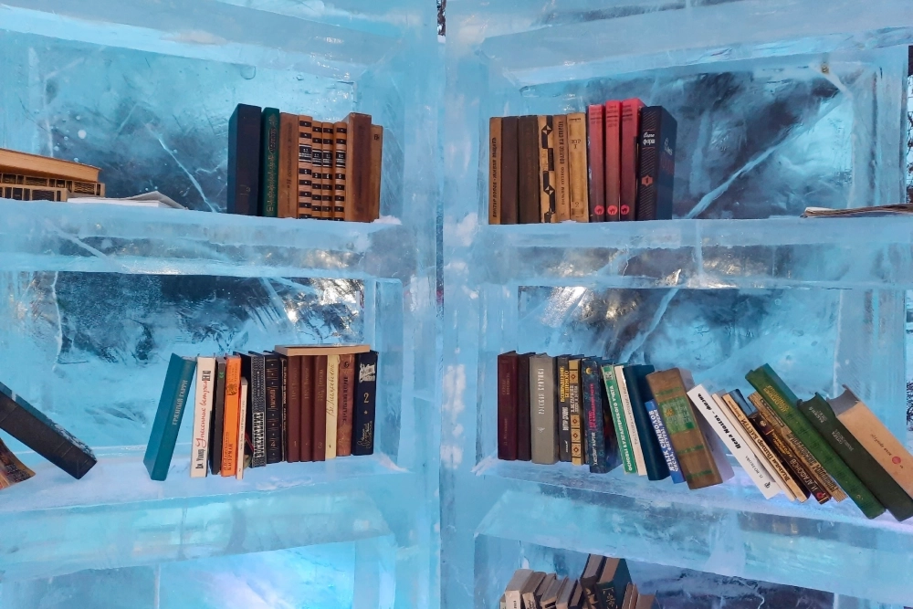 Ледовая библиотека смотрится эффектно.