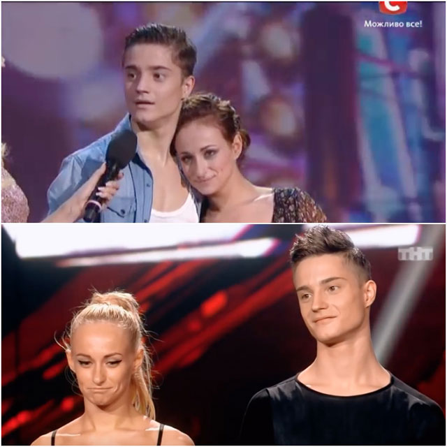 Алиса Доценко и Антон Пануфник в шоу «Танцуют все» (вверху) и Танцы.