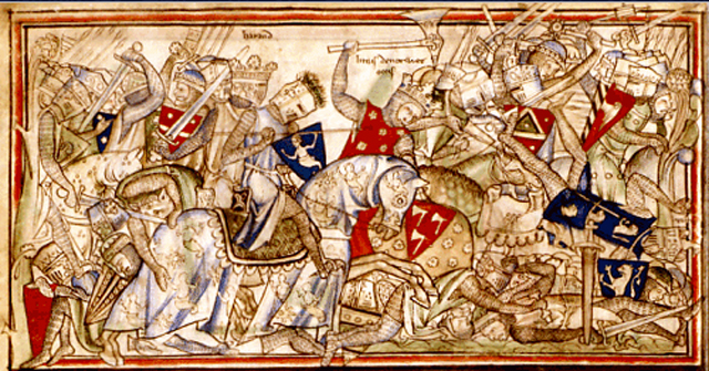 Битва при Стэмфорд-Бридже. Англо-норманский манускрипт 13-го века.