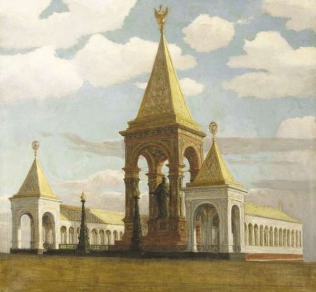 Проект памятника Александру II в московском кремле, над которым работал Павел Жуковский. Портреты императоров для этого памятника были завещаны Белевскому музею.