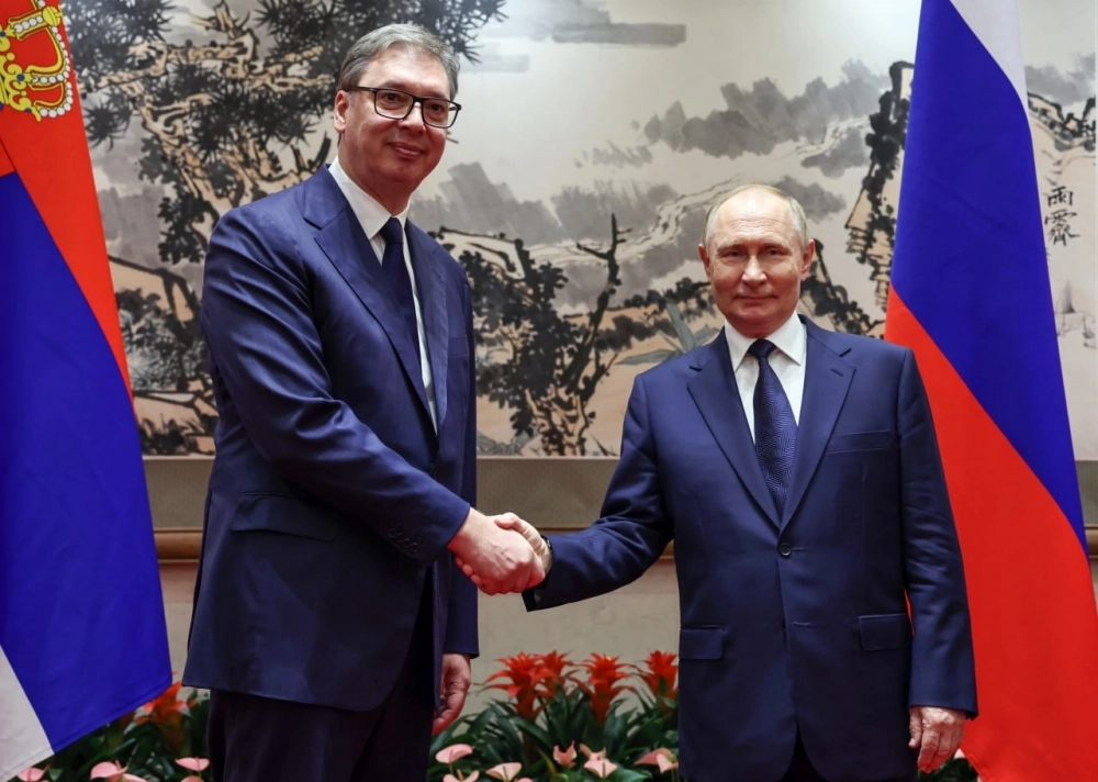 Владимир Путин и Александр Вучич во время встречи в Пекине, сентябрь 2025 г.