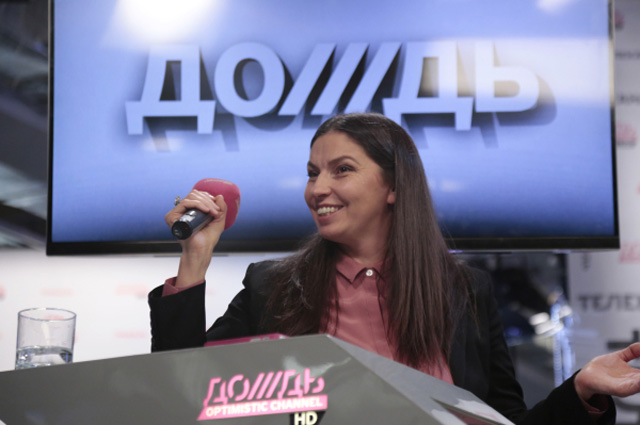 Генеральный директор телеканала Дождь Наталья Синдеева во время пресс-конференции, посвящённой работе телеканала