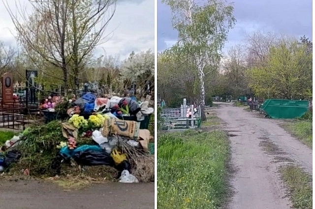 Азовское кладбище до и после того, как удалось решить вопрос с благоустройством.