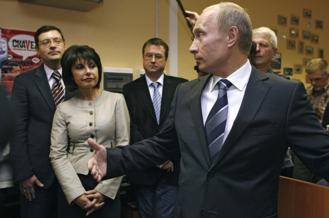 Премьер-министр России Владимир Путин во время встречи с журналистами телеканала НТВ. 2008 г.