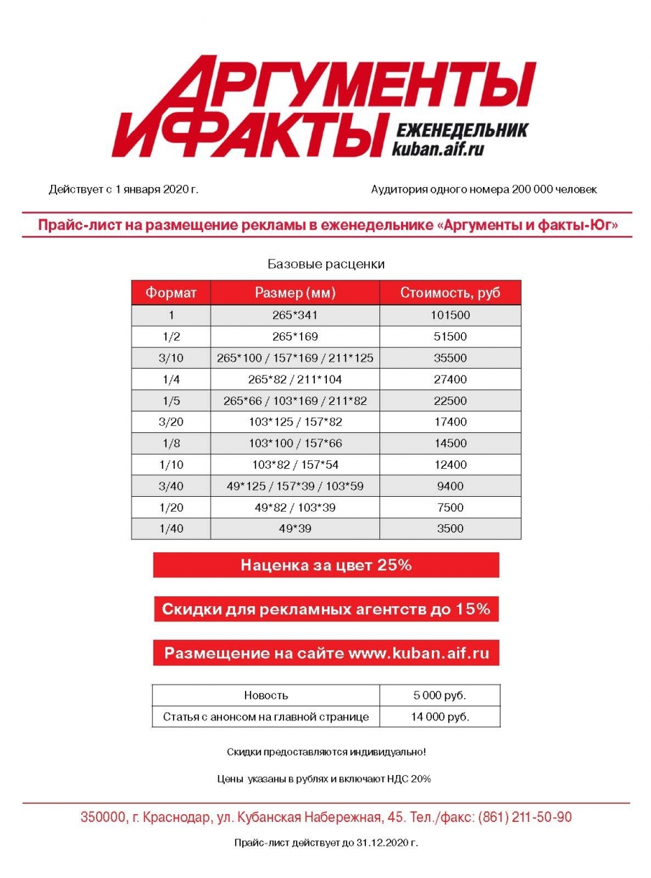 Фератекс прайс краснодар. Рекламные услуги в интернете прайс. АИФ Краснодар. Дудь прайс лист рекламы. Манок капсуль Краснодар оружейный магазин прайс-лист цены.