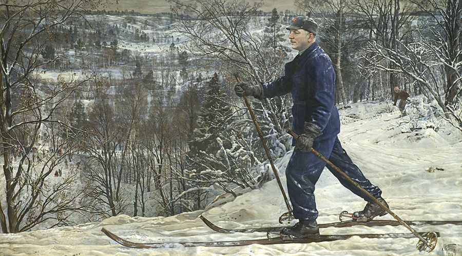 «К.Е. Ворошилов на лыжной прогулке». Исаак Бродский, 1937 год.