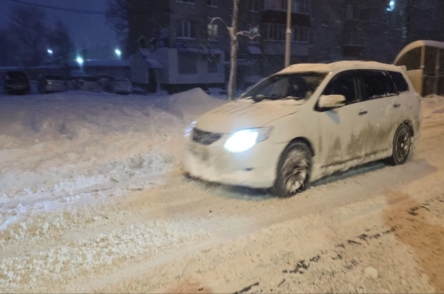 Сильная метель в Южно-Сахалинске