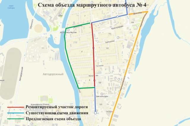 Схема объезда автобусного маршрута №4.