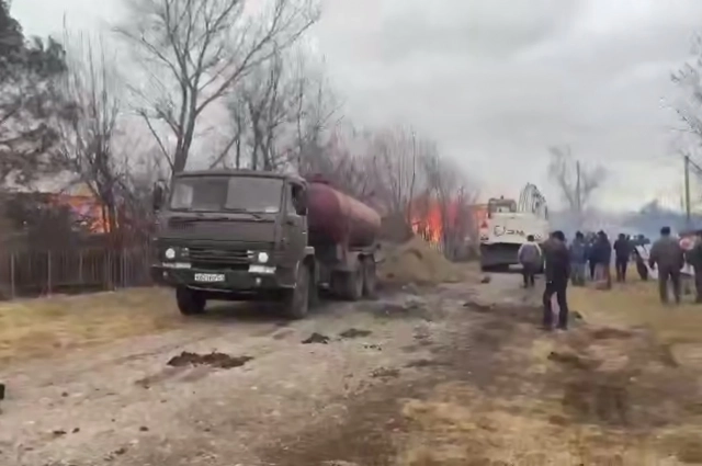 Горящие дома в Калиновке.