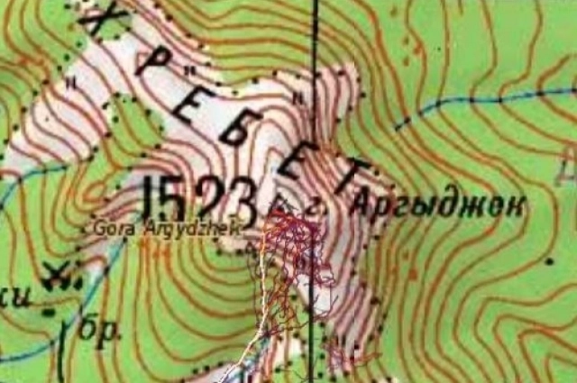 Карта местности, где потерялся спортсмен. 