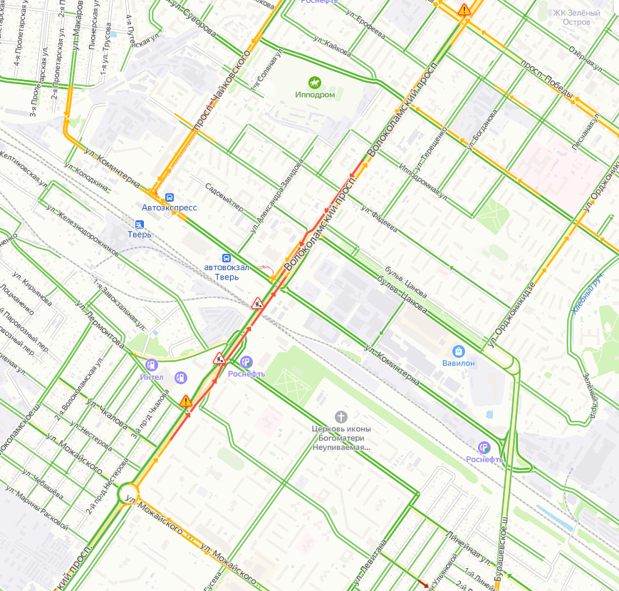 Пробки в твери онлайн карта смотреть