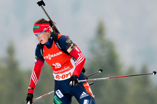 Ольга Вилухина в гонке преследования на пятом этапе Кубка мира в Рупольдинге