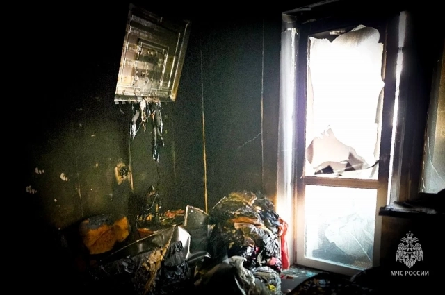 На месте пожара.