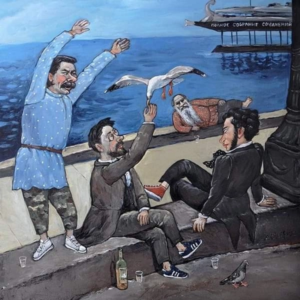 Литературный диспут на набережной Ялты.