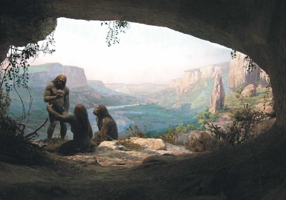 Жители палеолита на стоянке Киик-Коба в Крыму.