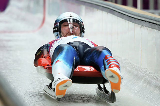 Альберт Демченко в индивидуальных соревнованиях по санному спорту на XXII зимних Олимпийских играх в Сочи