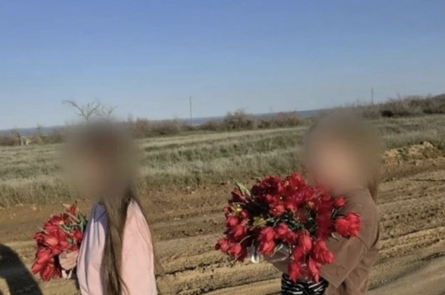 Девочки нарвали целые охапки цветов. 