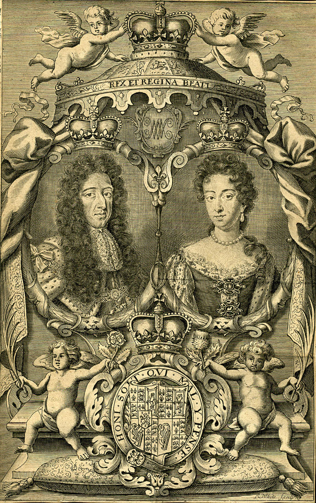 Гравюра с изображением короля Вильгельма III и его жены Марии.
