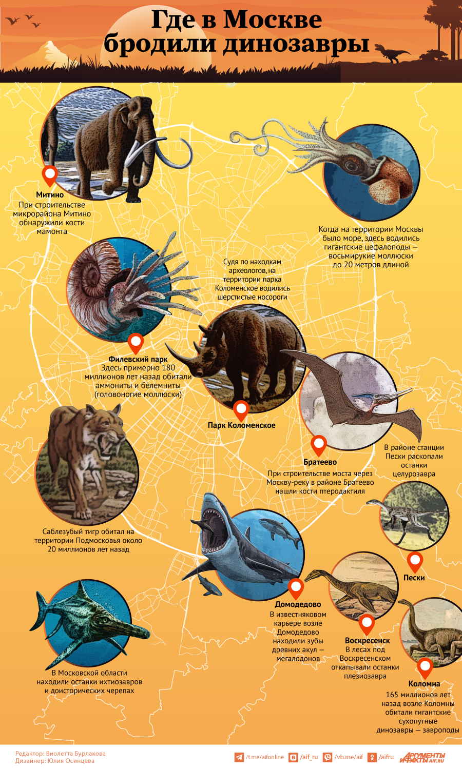 Где в Москве бродили динозавры. Инфографика | Аргументы и Факты