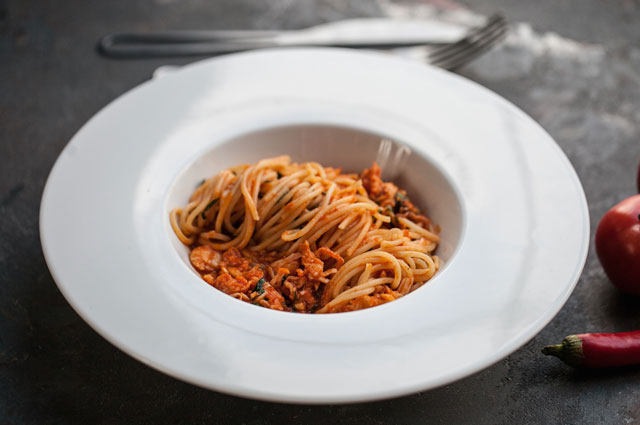 Спагетти с крабом