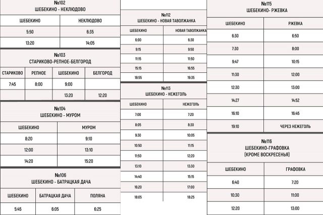Расписание автобусов белгород шебекино