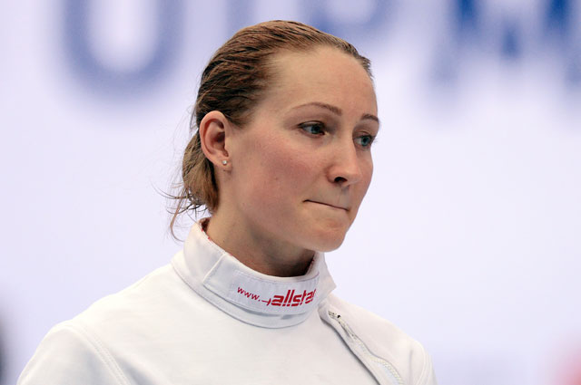 Доната Римшайте (Россия) выступает в индивидуальных соревнованиях по фехтованию среди женщин на чемпионате мира по современному пятиборью.
