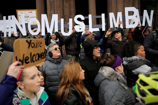 Акции протеста против запрета на въезд в США мигрантам из мусульманских стран.