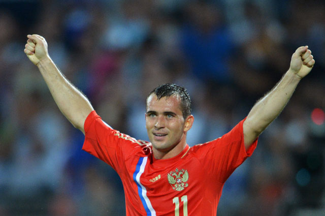 Александр Кержаков празднует гол в ворота сборной Израиля