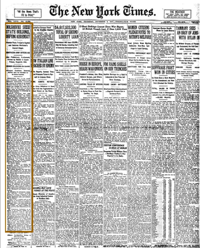 The New York Times от 7 ноября 1917 года