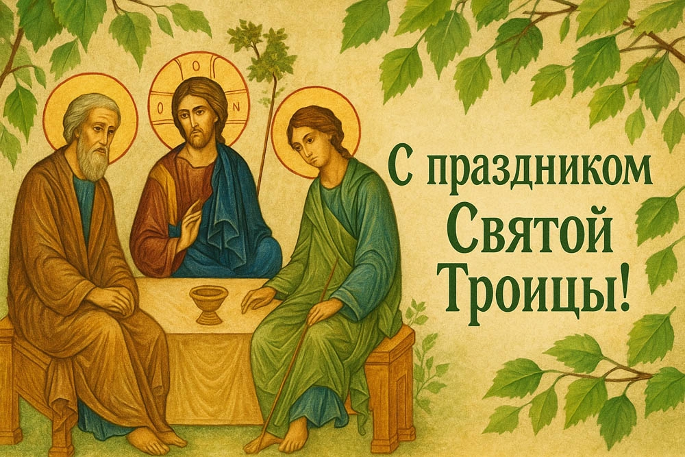 Открытка к празднику Троица.