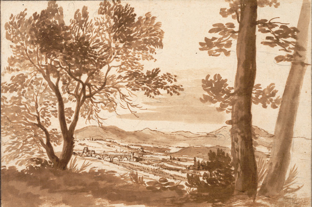 Никола Пуссен. Вид на долину Тибра с мостом Молле. Около 1624. Музей Альбертина (Вена)