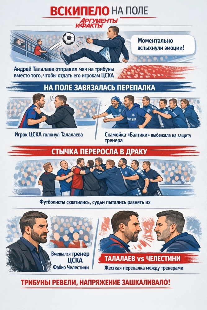 Инфографика АиФ в Калининграде, как развивался конфликт на матче Балтика - ЦСКА