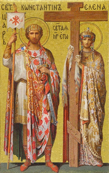 Равноапостольные Константин и Елена (Мозаика Исаакиевского собора, Санкт-Петербург).