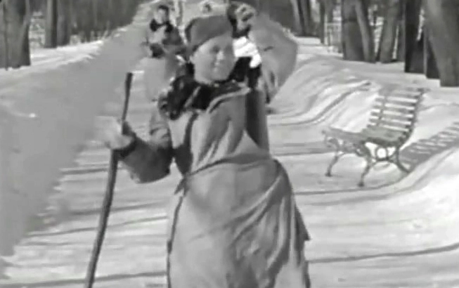 Евгений Леонов в фильме «Карандаш на льду», 1948 г.
