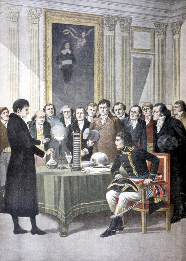 Алессандро Вольте демонстрирует Наполеону свои изобретения