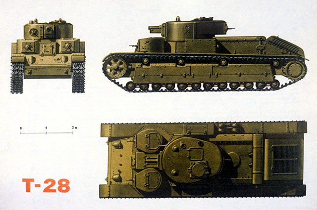 Средний танк Т-28. Репродукция из книги «Оружие Победы 1941-1945 гг.».