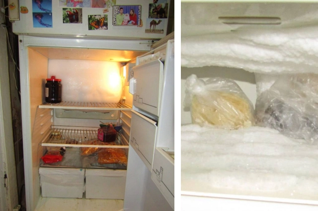 Практически пустой холодильник семьи. 