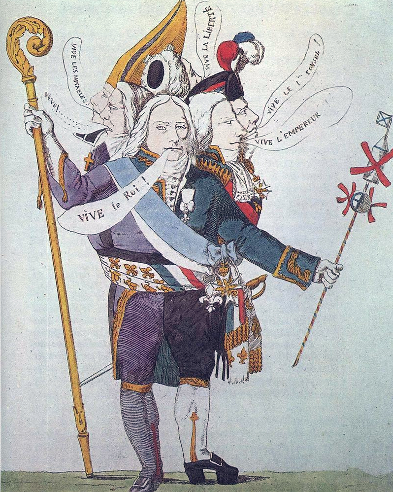 Карикатура на французского дипломата и государственного деятеля Шарля Талейрана, намекающая на его многоликость.