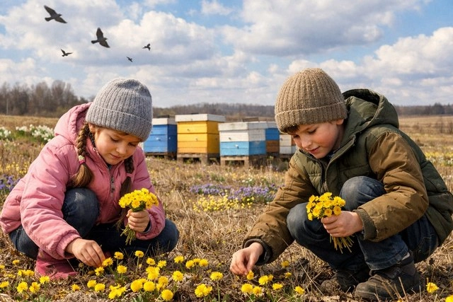 Дети в этот день искали первые цветы мать-и-мачехи.